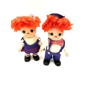 Vintage 1974 Royalty Industries Inc. Raggedy Ann & Andy Coin Bank Dolls USA Made